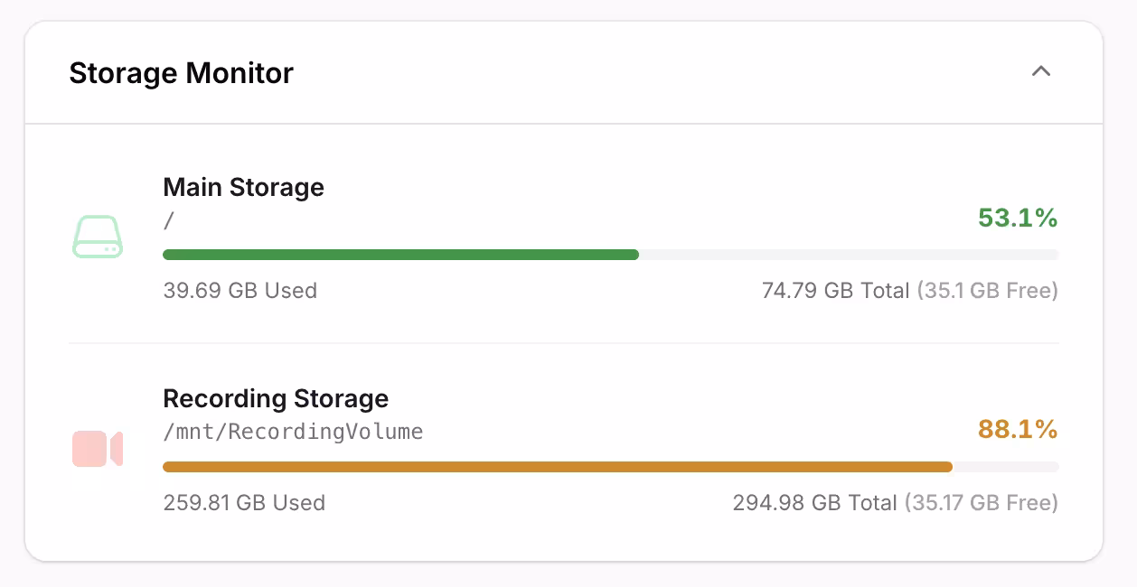 Screenshot of the Filament Storage Monitor widget